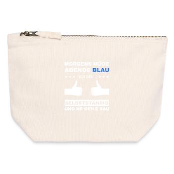 Fatigué le matin, bleu le soir, indépendant - Pochette zippée en toile 12 x 13 cm - blanc naturel - Devant