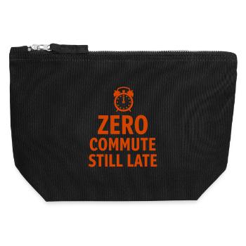 Zero Commute Still Late Home Office Saying - Canvas Zip Pouch 12 x 13 cm - black - Front