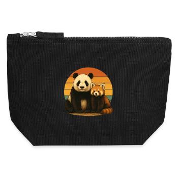 Panda Red Panda Retro Animal Lovers - Canvas Zip Pouch 12 x 13 cm - black - Front