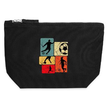 Retro Silhouette Fußball Muster - Canvas Reißverschluss-Täschchen (12 x 13 cm) - Schwarz - Vorne