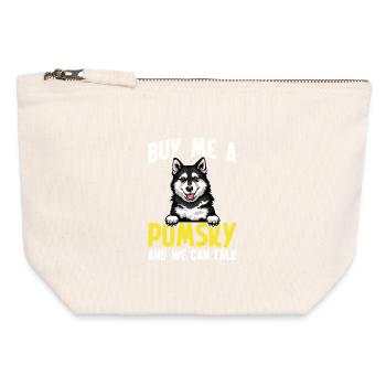 Pomsky-Hundebesitzer Papa Pomsky belohnt Hundegeschirr - Canvas Reißverschluss-Täschchen (12 x 13 cm) - Naturweiß - Vorne