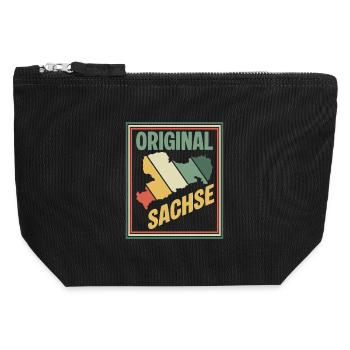 Original Sachsen Karte - Canvas Reißverschluss-Täschchen (12 x 13 cm) - Schwarz - Vorne