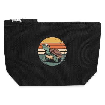 Retro Sunset Turtle - Canvas Zip Pouch 12 x 13 cm - black - Front