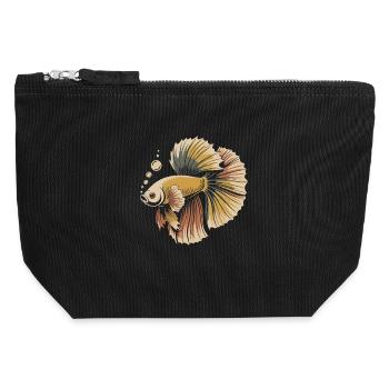 Magnificent Betta Fish Print - Canvas Zip Pouch 12 x 13 cm - black - Front