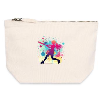 Softballerin, Softball, Softballspielerin - Canvas Reißverschluss-Täschchen (12 x 13 cm) - Naturweiß - Vorne