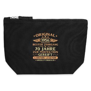 1956 Année de construction Légende vivante - 70e anniversaire - Pochette zippée en toile 12 x 13 cm - noir - Devant