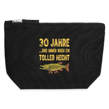 30 Years Great Pike Fishing Angler Gift - Canvas Zip Pouch 12 x 13 cm - black - Front