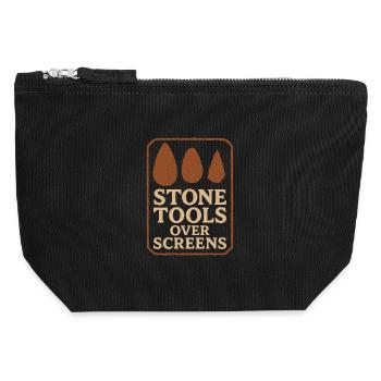 Outils préhistoriques en pierre d’Homo - Pochette zippée en toile 12 x 13 cm - noir - Devant