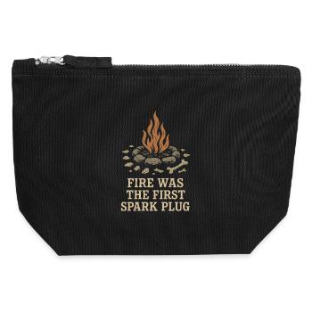 Prehistoric stone tools of Homo - Canvas Zip Pouch 12 x 13 cm - black - Front