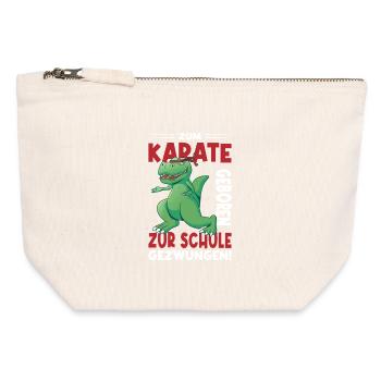 Enfants nés au karaté, forcés d’aller à l’école - Pochette zippée en toile 12 x 13 cm - blanc naturel - Devant