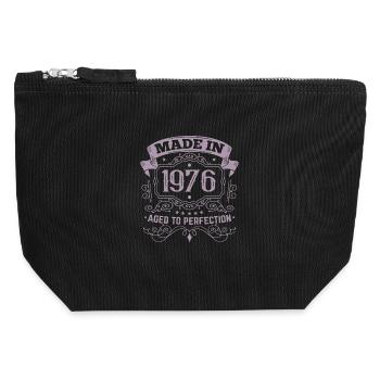 Made in 1976 – Aged to Perfection - Canvas Zip Pouch 12 x 13 cm - black - Front