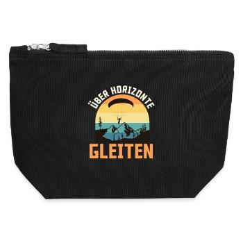 Gleitschirm ÜBER HORIZONTE GLEITEN Lustig - Canvas Reißverschluss-Täschchen (12 x 13 cm) - Schwarz - Vorne