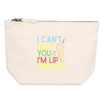 Funny Harmonica Player Lip Pursing Harmonica - Canvas Reißverschluss-Täschchen (12 x 13 cm) - Naturweiß - Vorne