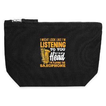 J’ai peut-être l’air d’écouter du saxophone bizarre - Pochette zippée en toile 12 x 13 cm - noir - Devant