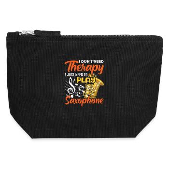 Pas besoin de thérapie Saxophone Saxophoniste Jazz - Pochette zippée en toile 12 x 13 cm - noir - Devant