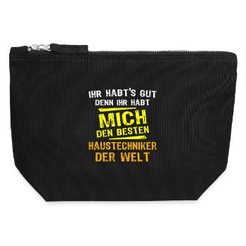 Don de technicien en maison - Pochette zippée en toile 12 x 13 cm - noir - Devant