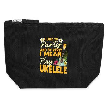 Hawaiian Ukulele Uke I Like To - Canvas Zip Pouch 12 x 13 cm - black - Front