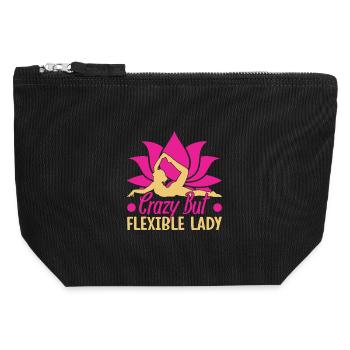 Yoga Crazy But Flexible Lady Funny Yoga - Canvas Zip Pouch 12 x 13 cm - black - Front