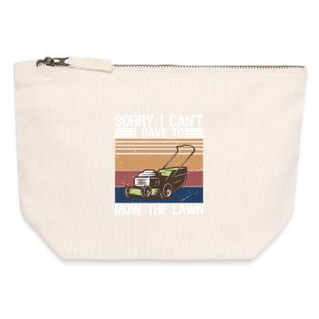 Sorry I Cant I Have to Mow The Lawn Funny Riding - Canvas Zip Pouch 12 x 13 cm - nature - Front