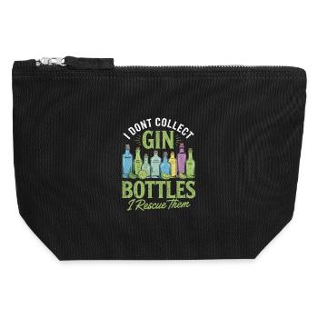 Gin I Dont Collect Gin Bottles I Rescue Them - Canvas Reißverschluss-Täschchen (12 x 13 cm) - Schwarz - Vorne