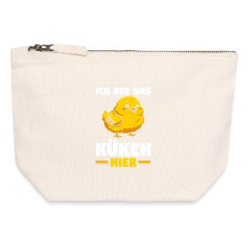 Éleveur de poulets Éleveur de ferme poussins - Pochette zippée en toile 12 x 13 cm - blanc naturel - Devant