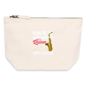 Hand Me My Saxophone Saxophonist Queen - Canvas Zip Pouch 12 x 13 cm - nature - Front