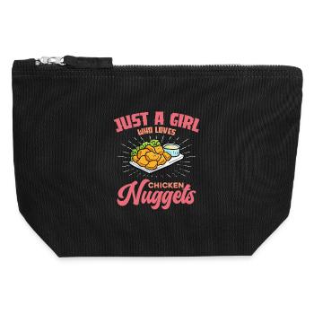 Girl Loves Chicken Nuggets - Canvas Zip Pouch 12 x 13 cm - black - Front