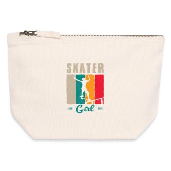 Skater Girl Skateboard Skateboarder Sayings - Canvas Zip Pouch 12 x 13 cm - nature - Front