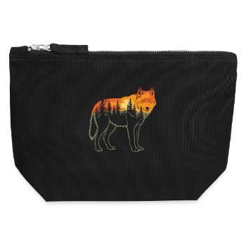 Wolf, Forest, Nature, Wilderness, Outdoor, Animal - Canvas Zip Pouch 12 x 13 cm - black - Front