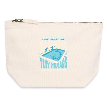 Moniteur de natation enseignant à de petits humains à nager - Pochette zippée en toile 12 x 13 cm - blanc naturel - Devant