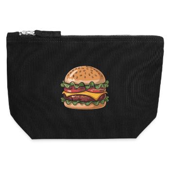 Dégustation de burgers frais - Pochette zippée en toile 12 x 13 cm - noir - Devant