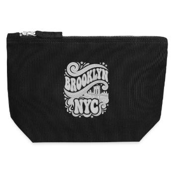 Brooklyn NYC – Retro 70er Bridge Grey - Canvas Reißverschluss-Täschchen (12 x 13 cm) - Schwarz - Vorne