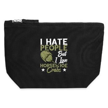 Encycloart Fan du Crabe Fer à Cheval Amant des fossiles - Pochette zippée en toile 12 x 13 cm - noir - Devant