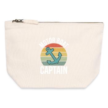 Motor Boat Captain Funny Pontoon Boating Motor - Canvas Reißverschluss-Täschchen (12 x 13 cm) - Naturweiß - Vorne