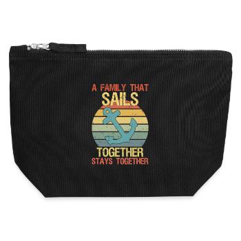 a family that sails together stays together Sail - Canvas Reißverschluss-Täschchen (12 x 13 cm) - Schwarz - Vorne