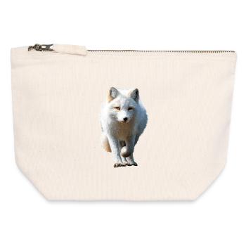 Polarfuchs Schneefuchs Eisfuchs Süßer Weißer Fuchs - Canvas Reißverschluss-Täschchen (12 x 13 cm) - Naturweiß - Vorne