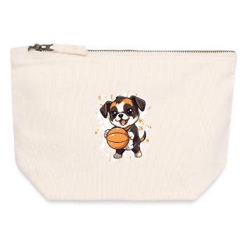 Basketball Puppy Game Fun - Canvas Zip Pouch 12 x 13 cm - nature - Front