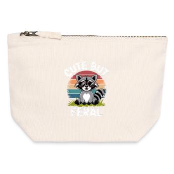 Raton laveur avec des lunettes arc-en-ciel - Pochette zippée en toile 12 x 13 cm - blanc naturel - Devant