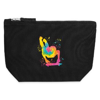 Skeleton Bobsleigh Winter Sports Sled - Canvas Zip Pouch 12 x 13 cm - black - Front