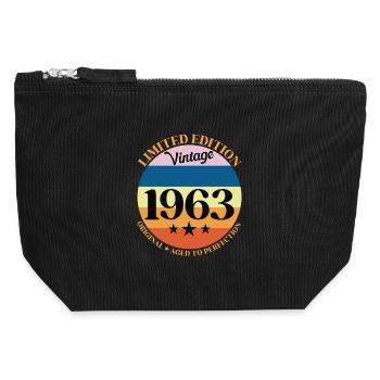 1963 Vintage Geburtstagsgeschenk 63 Geburtstag - Canvas Reißverschluss-Täschchen (12 x 13 cm) - Schwarz - Vorne