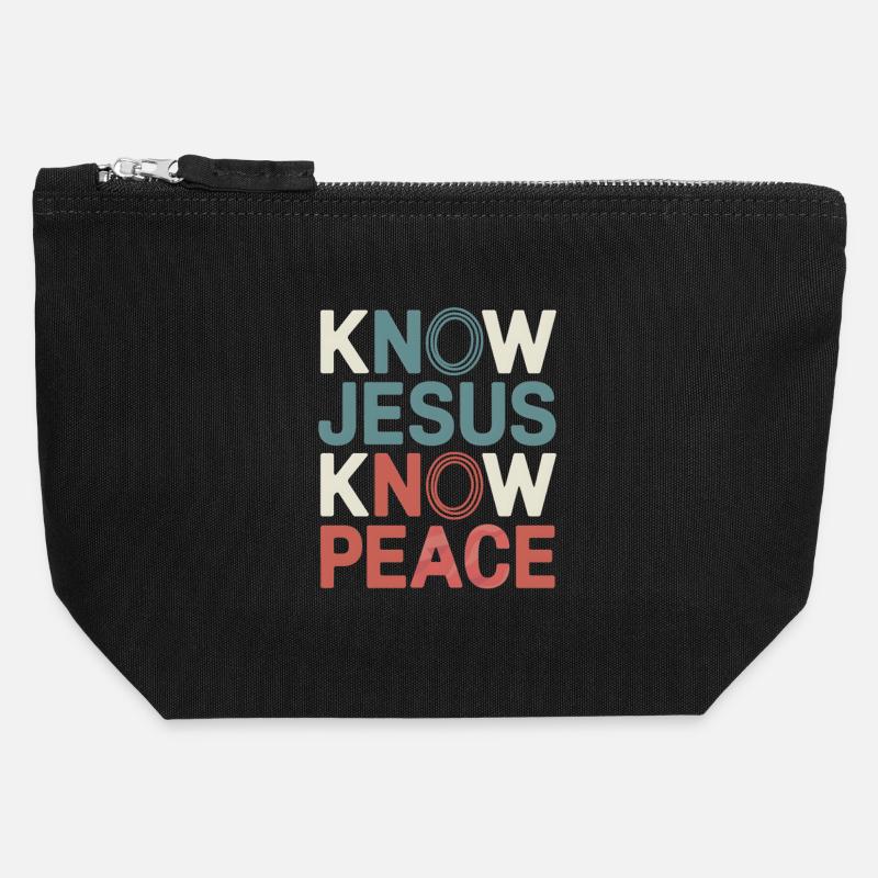 Know Jesus Know Peace - Canvas Reißverschluss-Täschchen (12 x 13 cm) - Schwarz