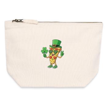 St Patricks Pizza Clover Irisches Essensfest - Canvas Reißverschluss-Täschchen (12 x 13 cm) - Naturweiß - Vorne