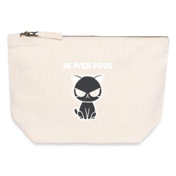 Grumpy black cat - Canvas Zip Pouch 12 x 13 cm - nature - Front