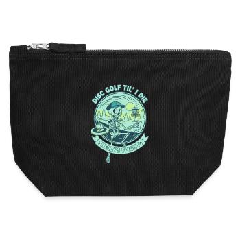 Disc Golf Til I Die Skellys Flights Disque drôle - Pochette zippée en toile 12 x 13 cm - noir - Devant