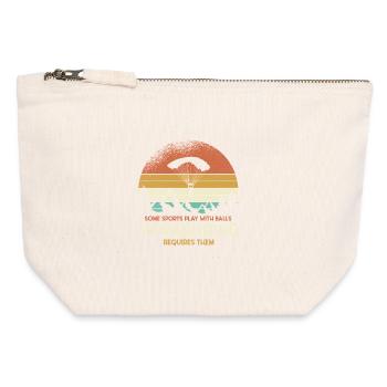 Motif du parapente au coucher du soleil - Pochette zippée en toile 12 x 13 cm - blanc naturel - Devant