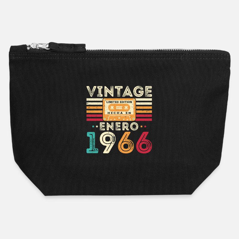Januar 1966 Retro-Vintage-Geburtstagsgeschenk - Canvas Reißverschluss-Täschchen (12 x 13 cm) - Schwarz
