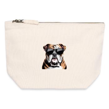 Bulldogge - Canvas Reißverschluss-Täschchen (12 x 13 cm) - Naturweiß - Vorne