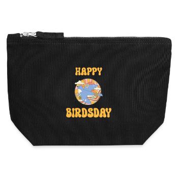 HAPPY BIRDSDAY - Canvas Zip Pouch 12 x 13 cm - black - Front