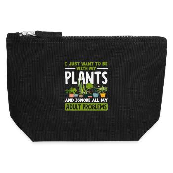 Amoureux des plantes Adultes Problèmes Jardiniers - Pochette zippée en toile 12 x 13 cm - noir - Devant