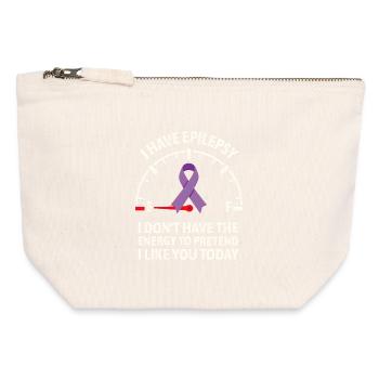 Epilepsy Awareness Energy Gauge Ribbon - Canvas Zip Pouch 12 x 13 cm - nature - Front
